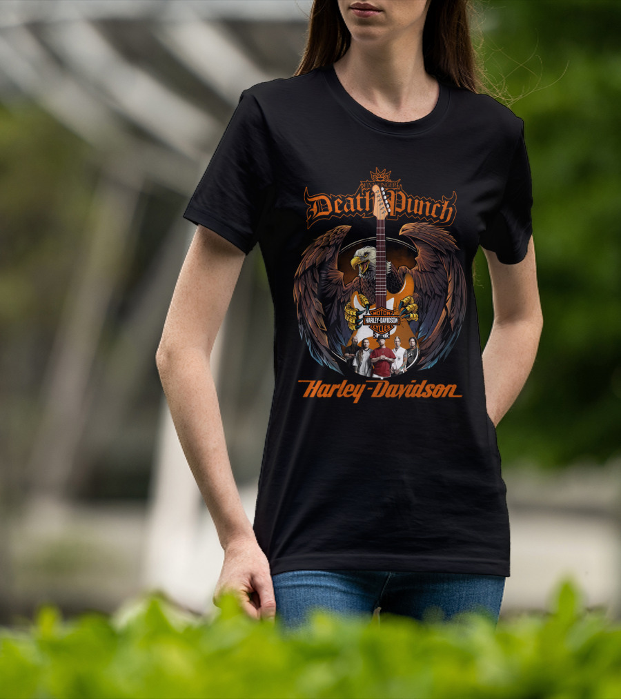 Death Punch Harley Davidson Motor Cycles Eagle Band Members T-Shirt