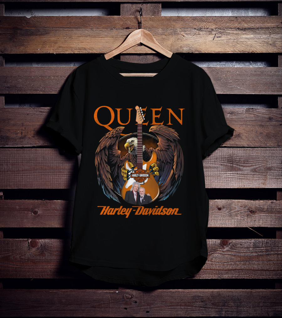 Queen Harley Davidson Motorcycles Eagle Guitar T-Shirt