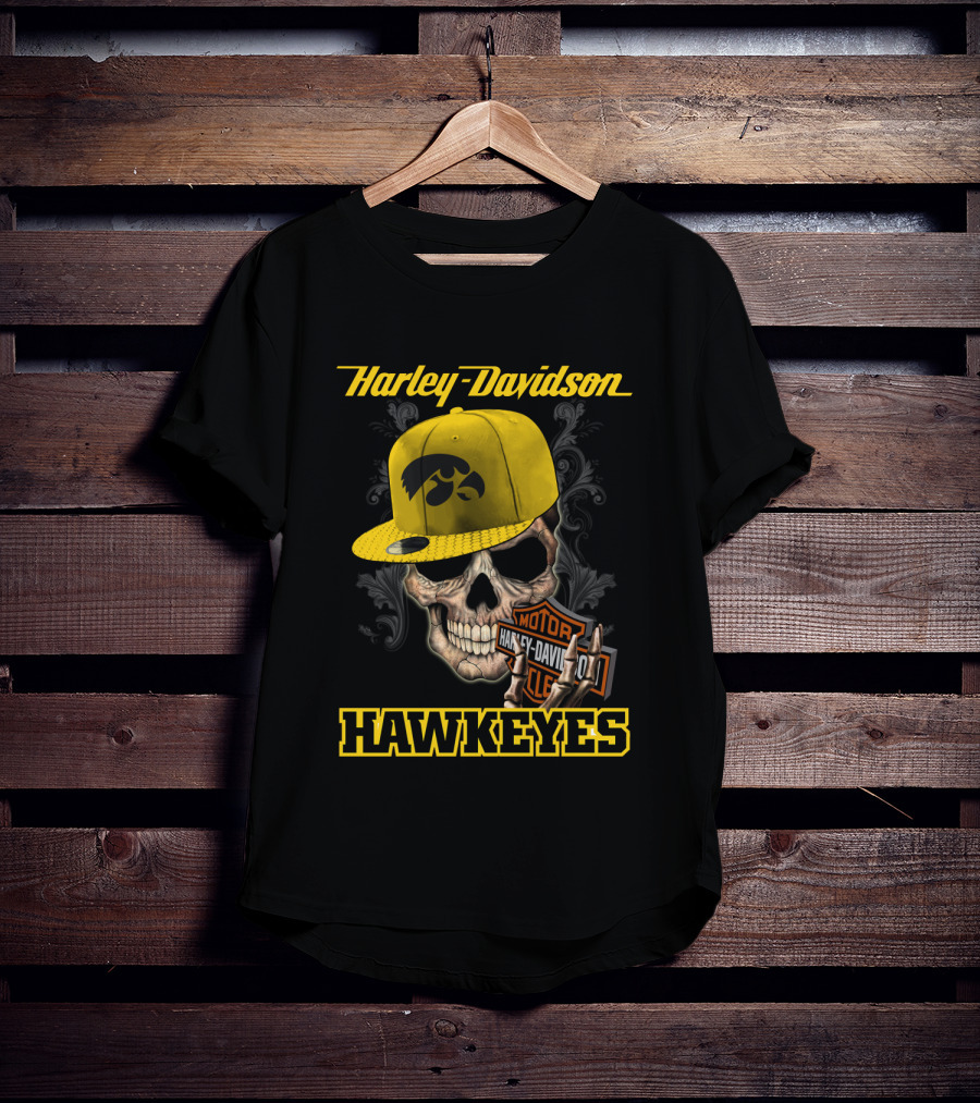 Harley Davidson Skull Iowa Hawkeyes T-Shirt