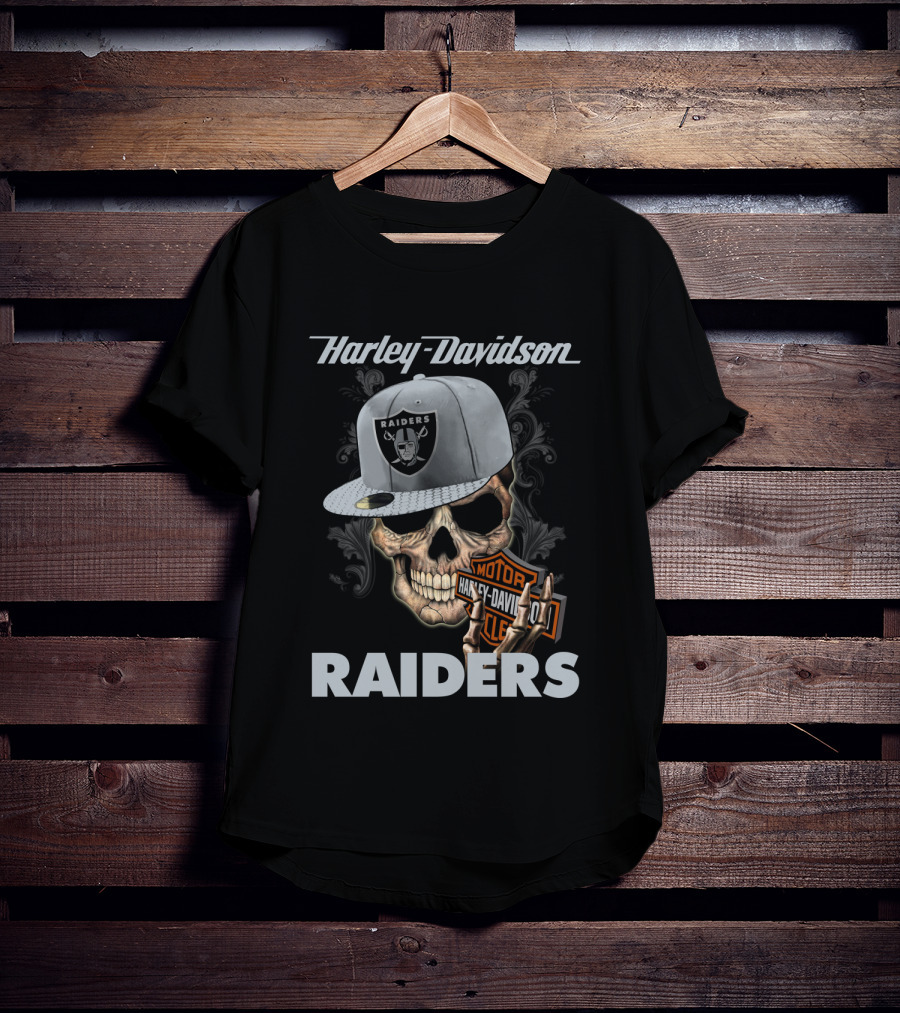 Harley Davidson Raiders Skull With Cap T-Shirt