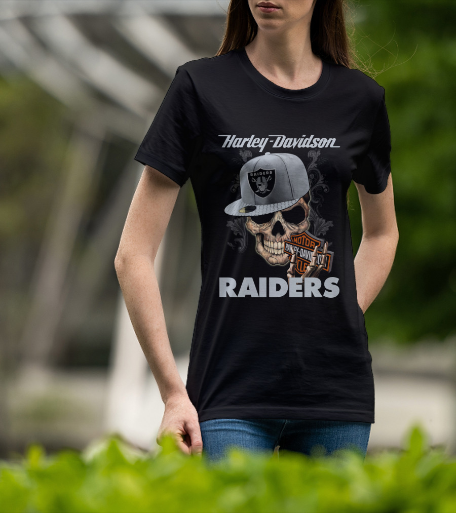 Harley Davidson Raiders Skull With Cap T-Shirt