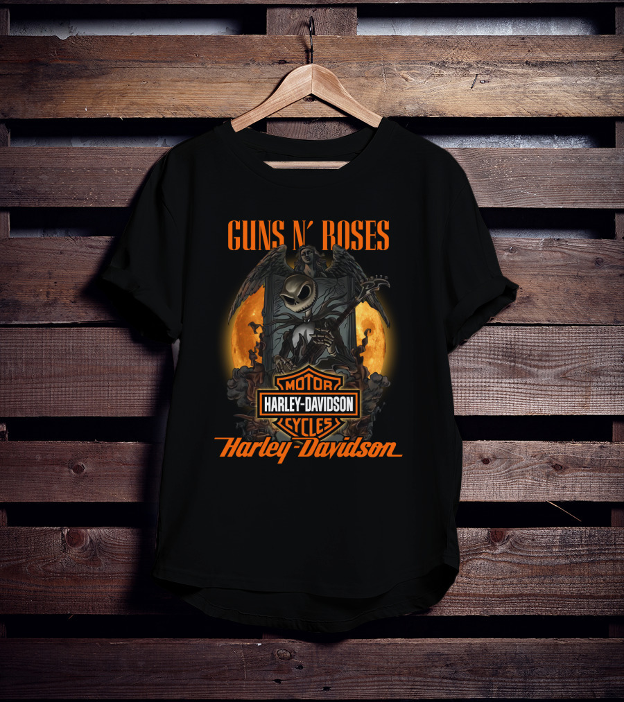 Guns N’ Roses Harley Davidson Motor Cycles Halloween Theme T-Shirt