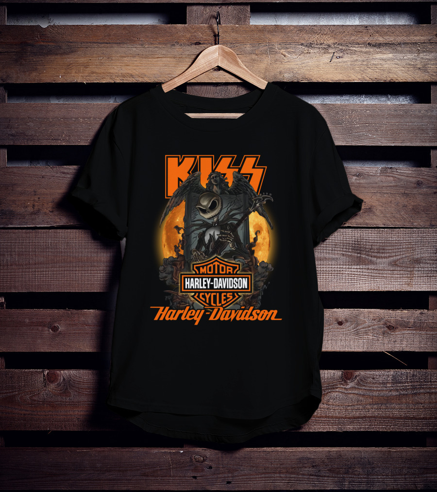 Kiss Harley Davidson Nightmare Before Christmas Crossover T-Shirt