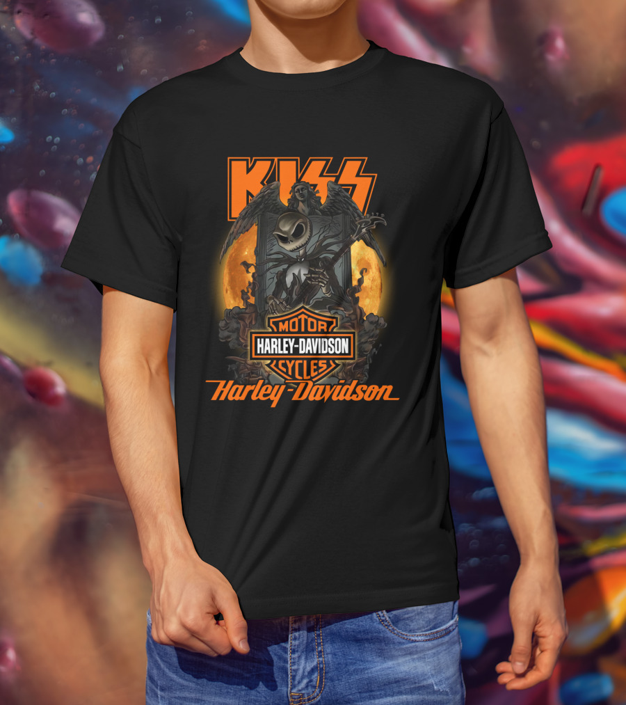 Kiss Harley Davidson Nightmare Before Christmas Crossover T-Shirt