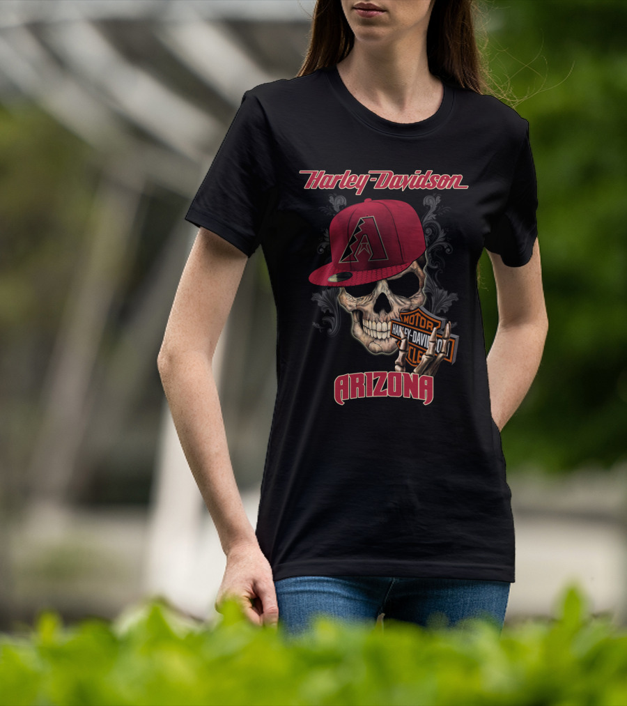 Harley Davidson Arizona Skull Cap Arizona Diamondbacks T-Shirt