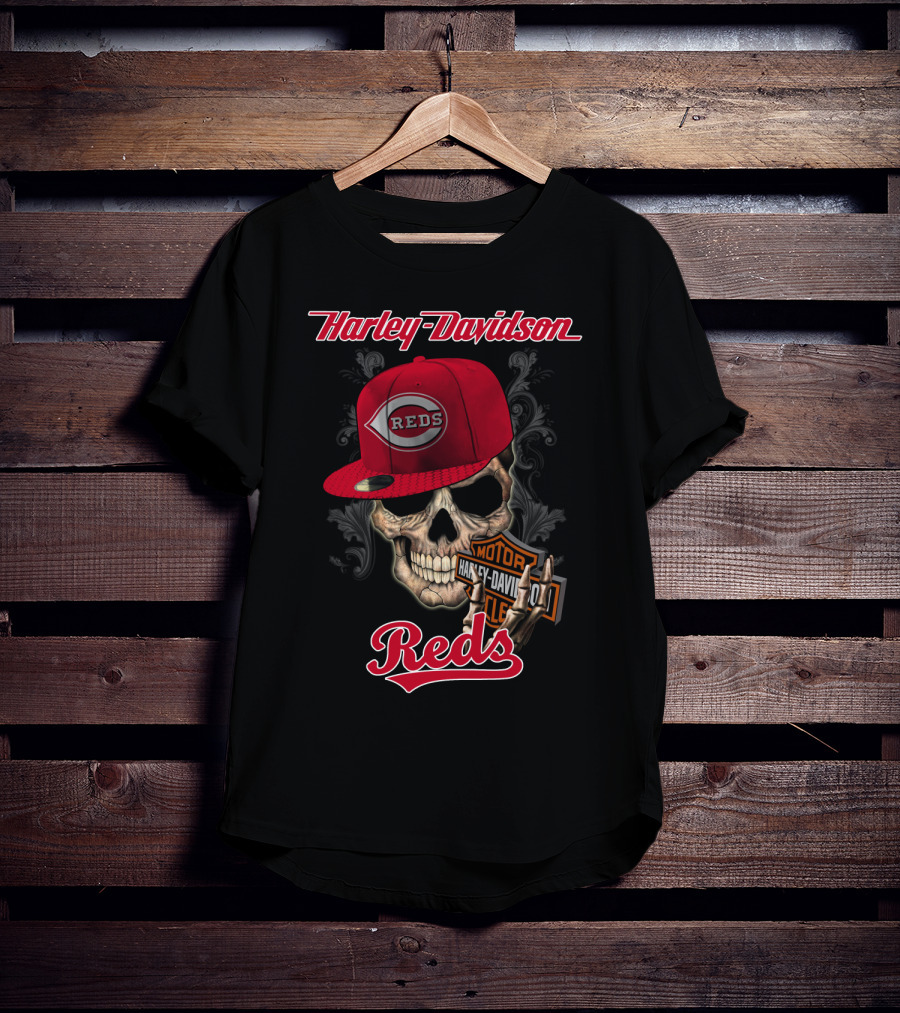 Harley Davidson Skull Reds Hat Cincinnati Reds T-Shirt