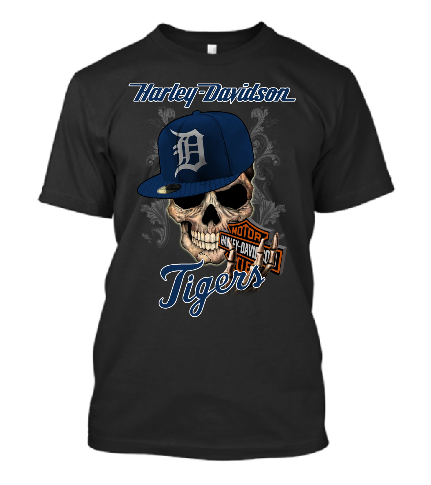 Harley Davidson Skull Detroit Tigers T-Shirt