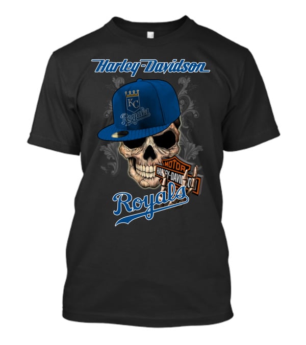Harley Davidson Kc Royals Skull Hat T-Shirt
