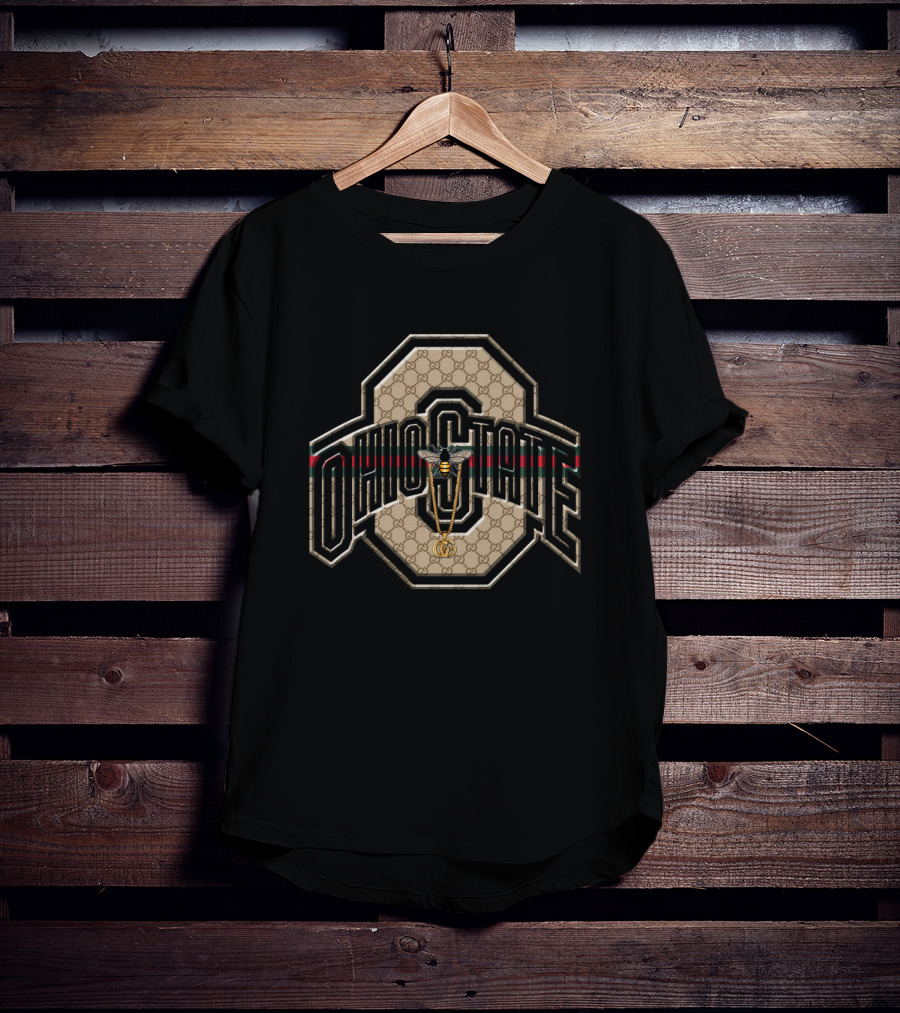 Guci NCAA Ohio State Buckeyes Classic O Logo With Bee And Stripe T-Shirt