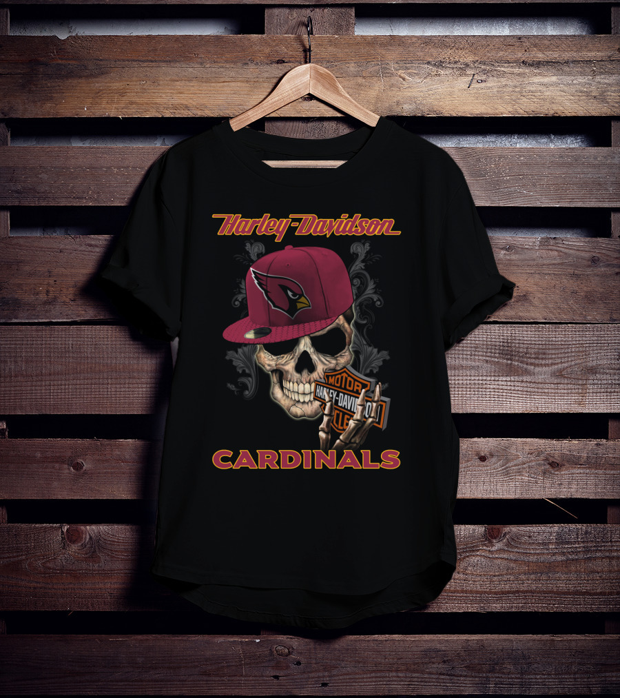 Harley Davidson Skull Arizona Cardinals Hat T-Shirt