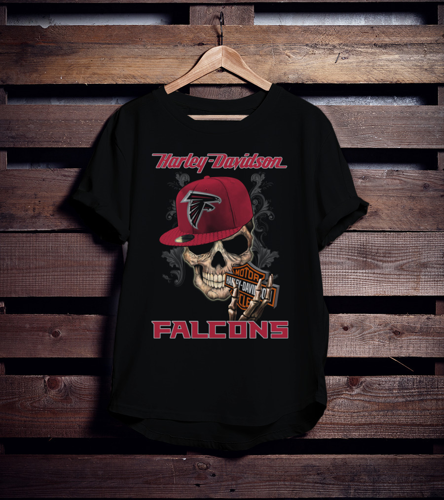 Harley Davidson Atlanta Falcons Skull Moto T-Shirt