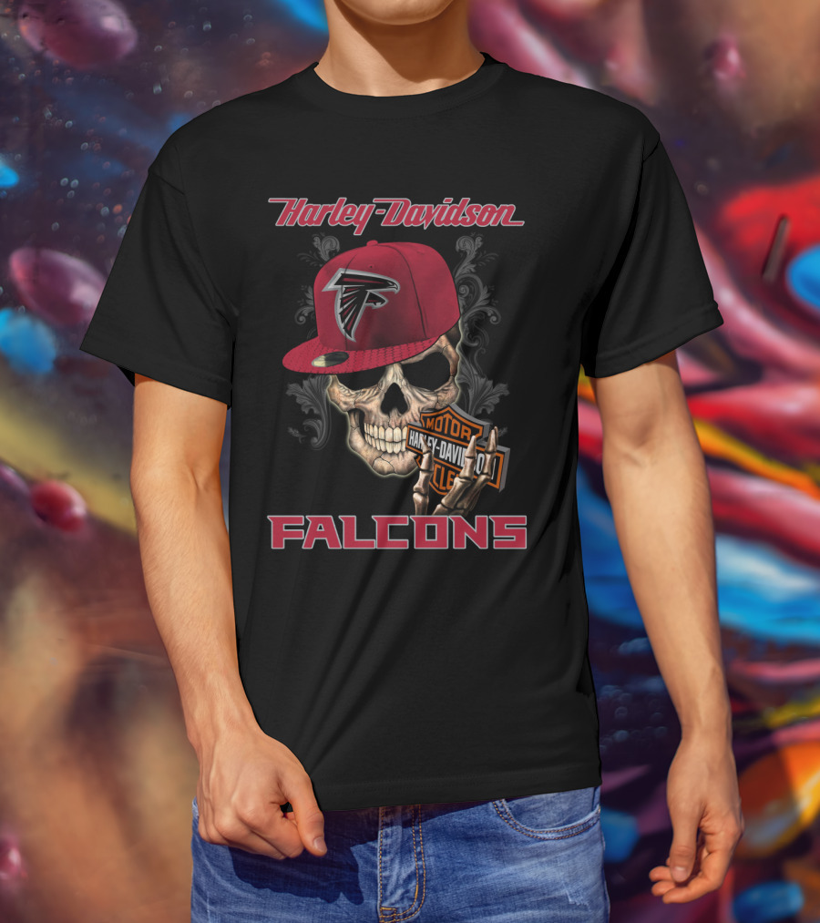 Harley Davidson Atlanta Falcons Skull Moto T-Shirt