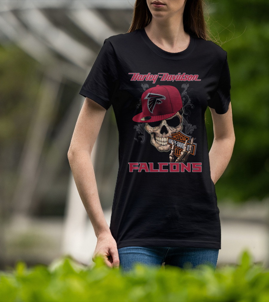 Harley Davidson Atlanta Falcons Skull Moto T-Shirt