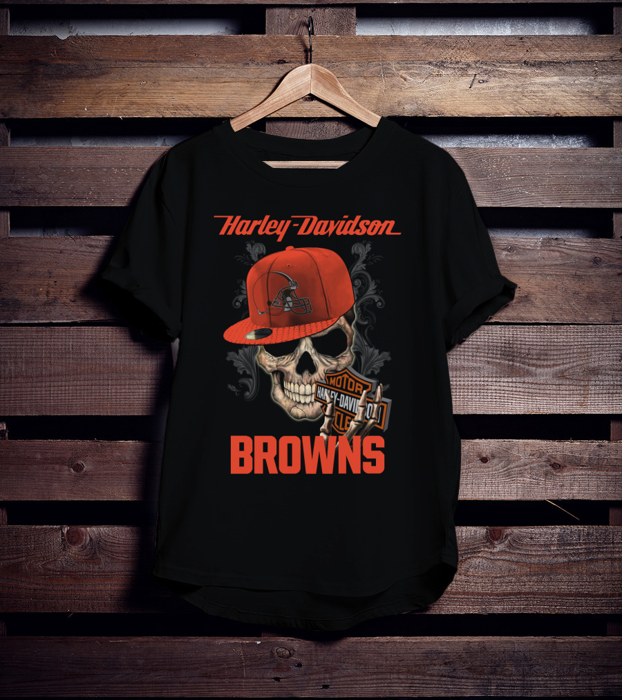Harley Davidson Skull Cleveland Browns T-Shirt