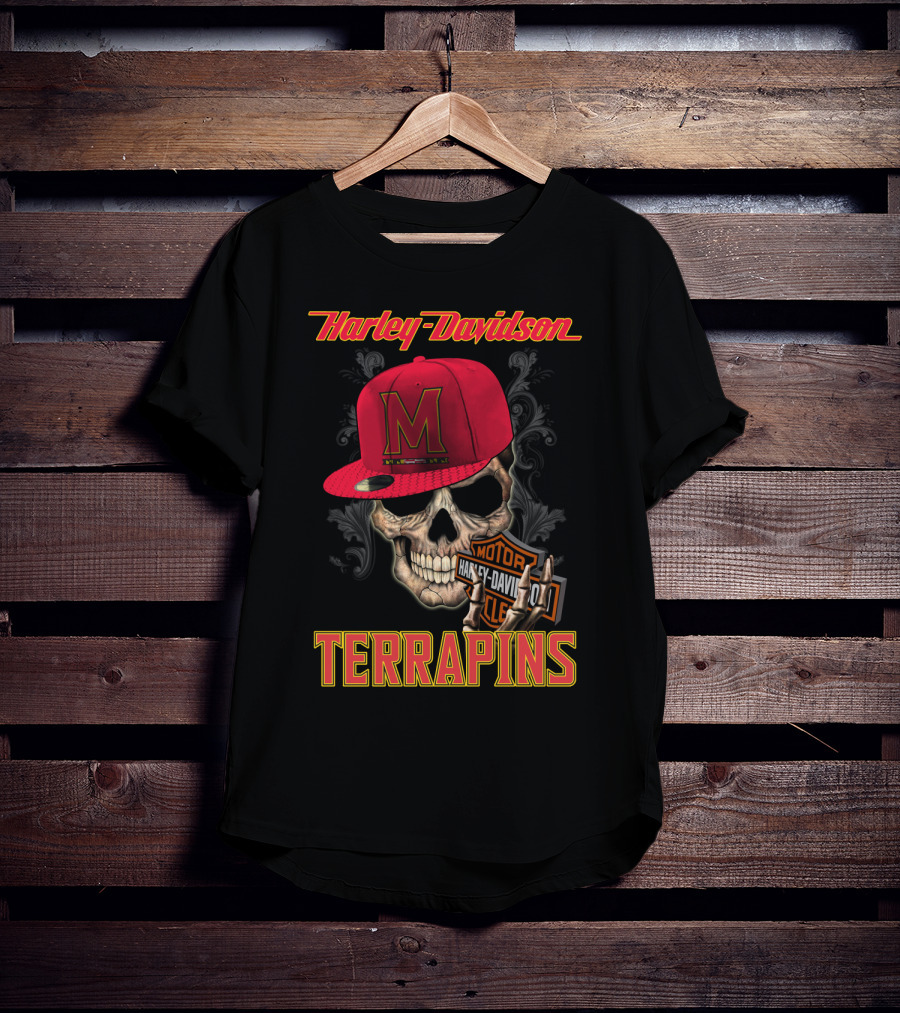 Harley Davidson Skull Maryland Terrapins T-Shirt