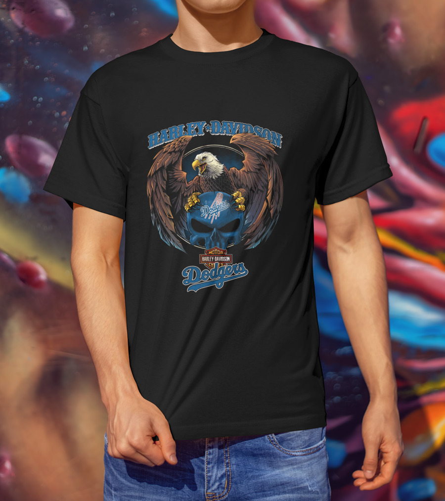 Harley Davidson Motor Los Angeles Dodgers Eagle T-Shirt