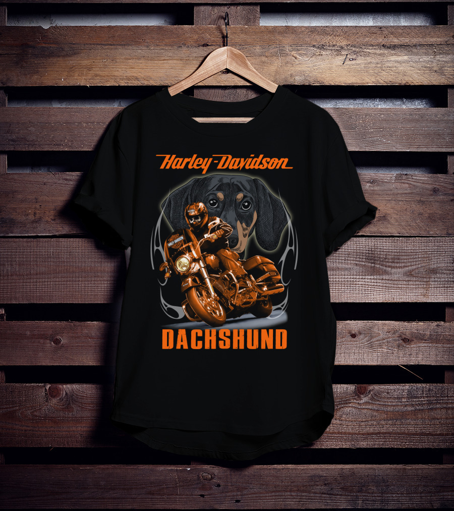 Harley Davidson Dachshund Motorcycle Rider T-Shirt