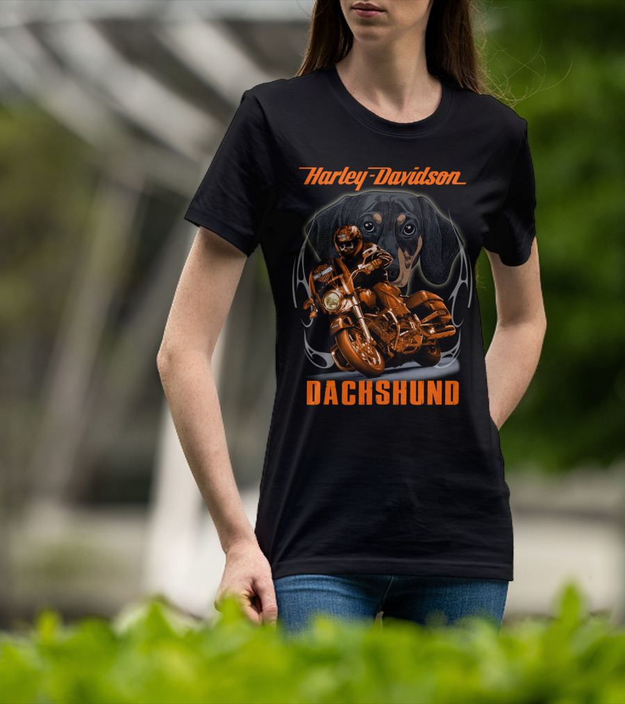 Harley Davidson Dachshund Motorcycle Rider T-Shirt