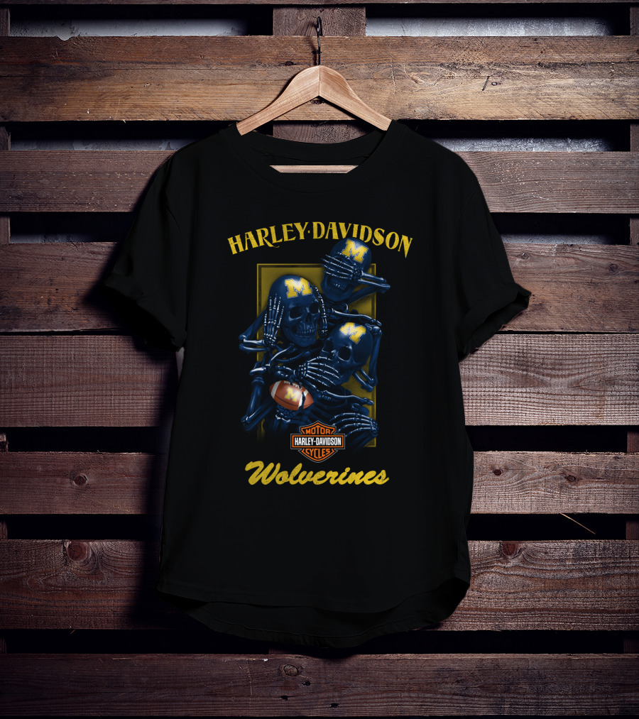 Harley Davidson Motor Cycles Michigan Wolverines T-Shirt