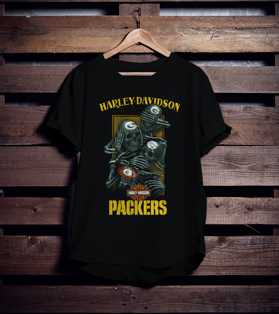 Harley Davidson Motor Cycles Packers Nfl Green Bay Packers T-Shirt