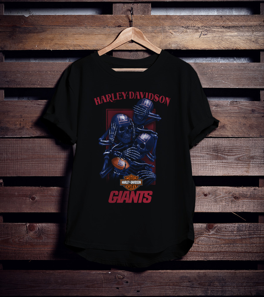 Harley Davidson Motor Cycles New York Giants Nfl T-Shirt