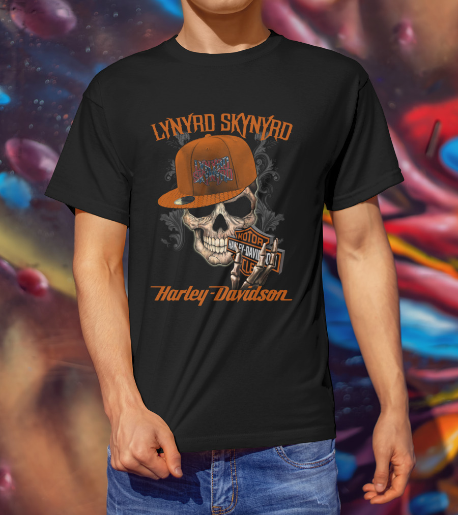 Lynyrd Skynyrd Harley Davidson Skull Cap T-Shirt