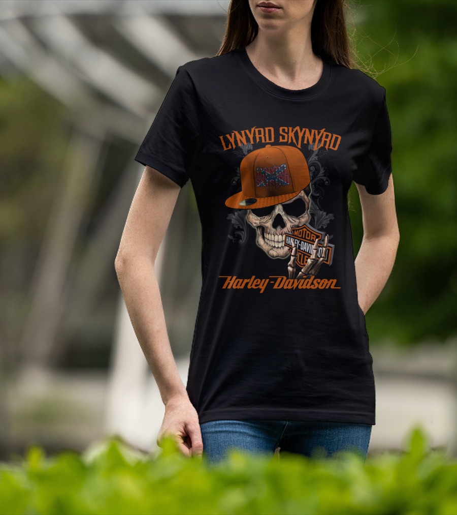Lynyrd Skynyrd Harley Davidson Skull Cap T-Shirt
