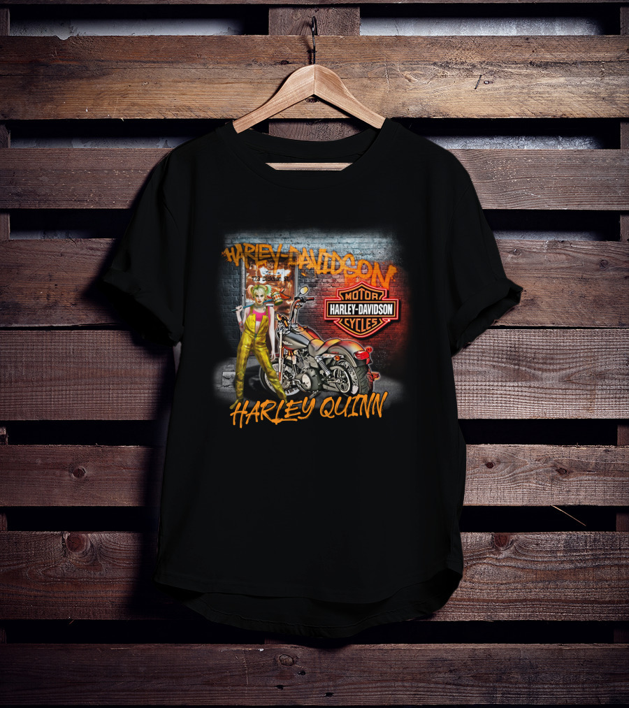 Harley Quinn Harley Davidson Motor Cycles Street Scene T-Shirt