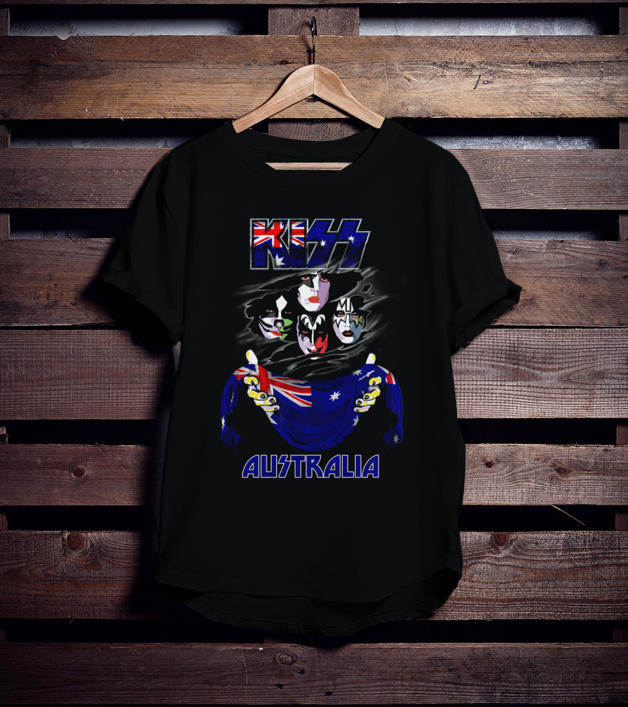 Kiss Australia Faces With Flag T-Shirt