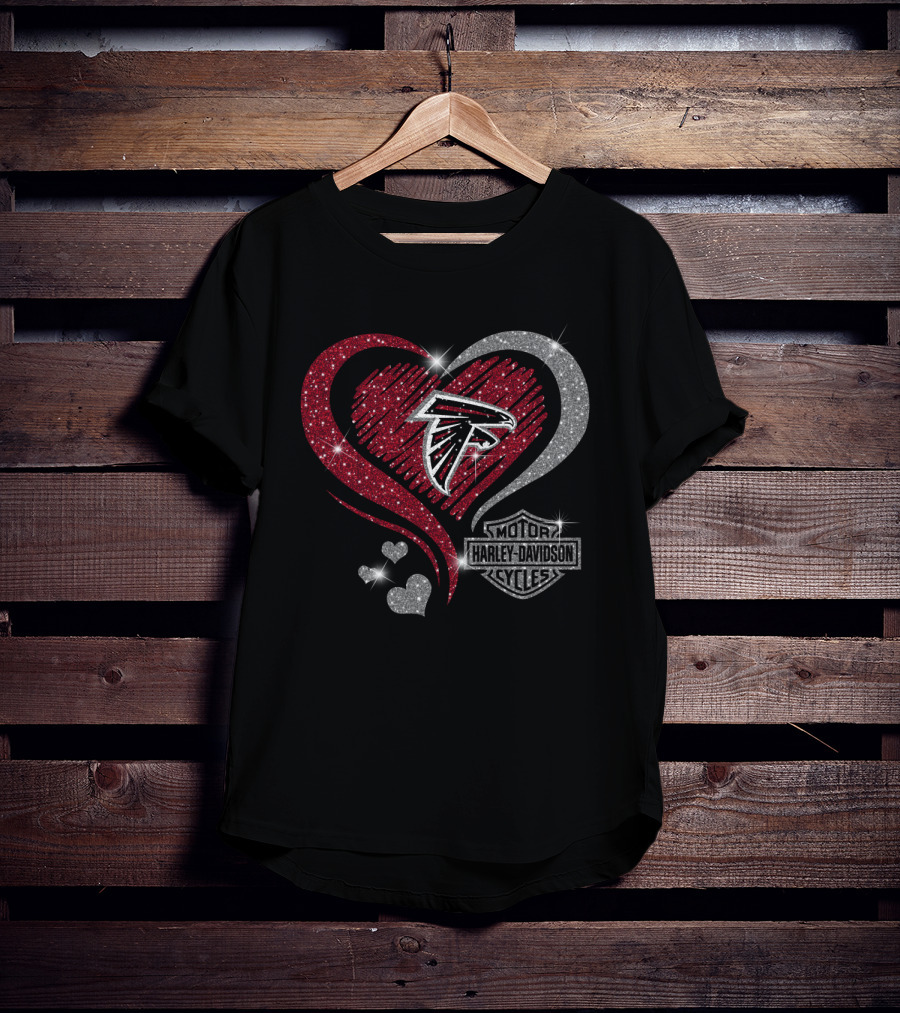 Atlanta Falcons Heart Harley Davidson Cycles T-Shirt