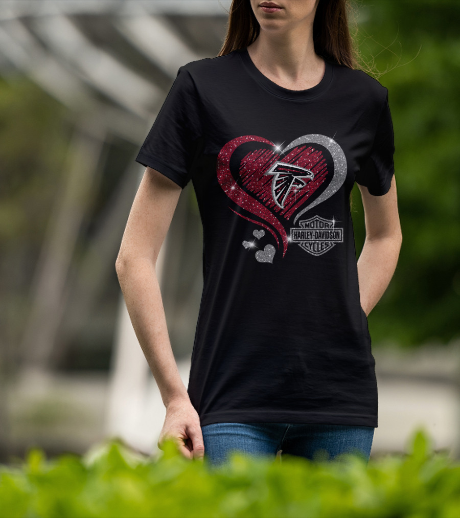 Atlanta Falcons Heart Harley Davidson Cycles T-Shirt