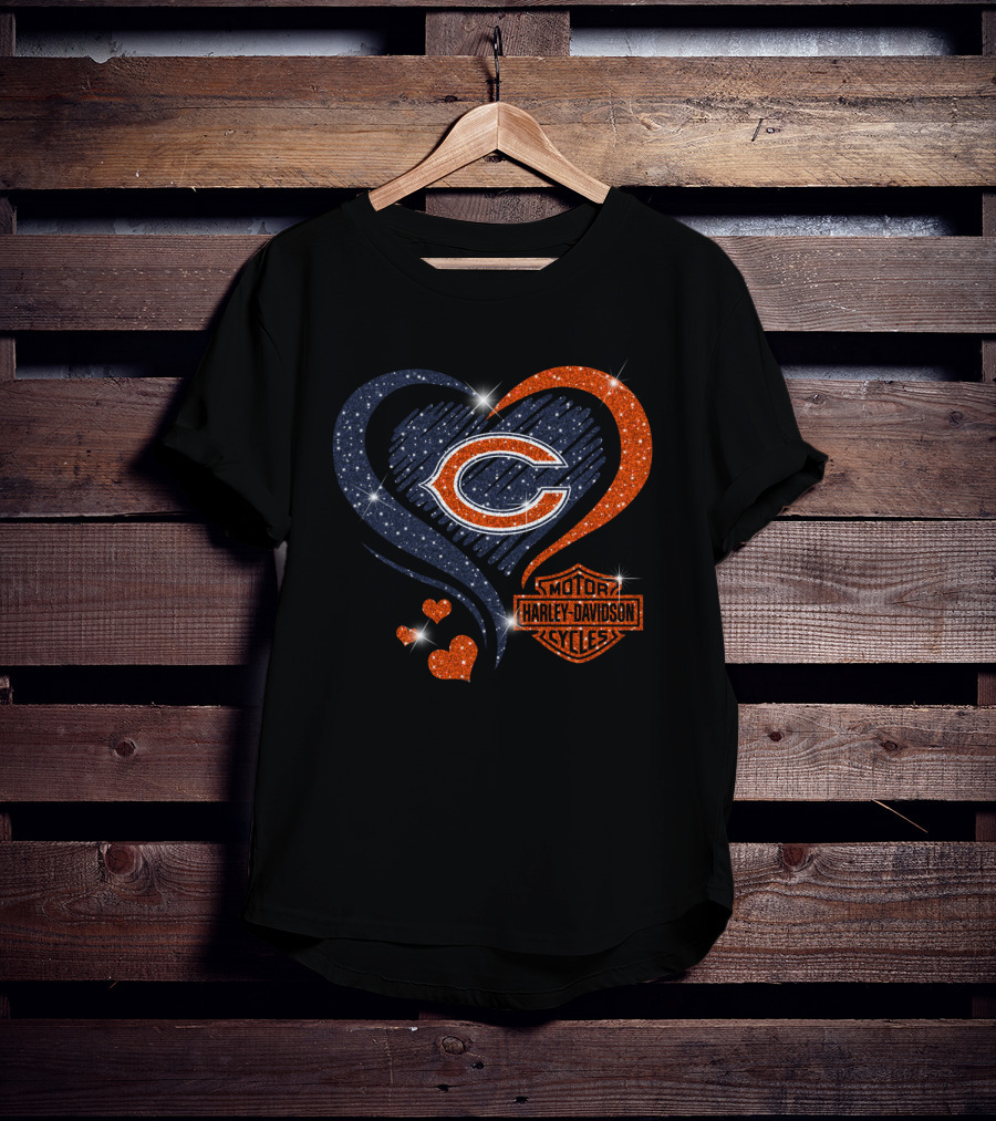 Chicago Bears Heart Harley Davidson T-Shirt