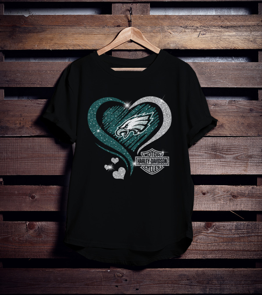 Philadelphia Eagles Harley Davidson Heart T-Shirt