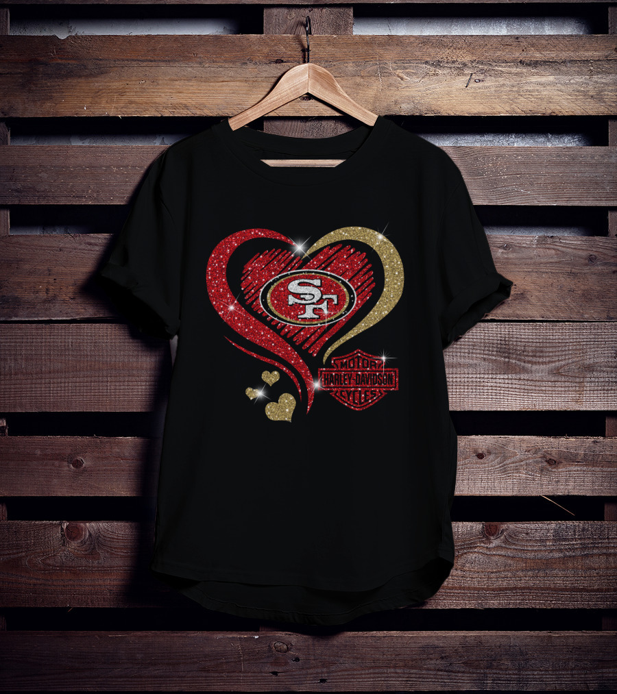 San Francisco 49ers Harley Davidson Heart T-Shirt