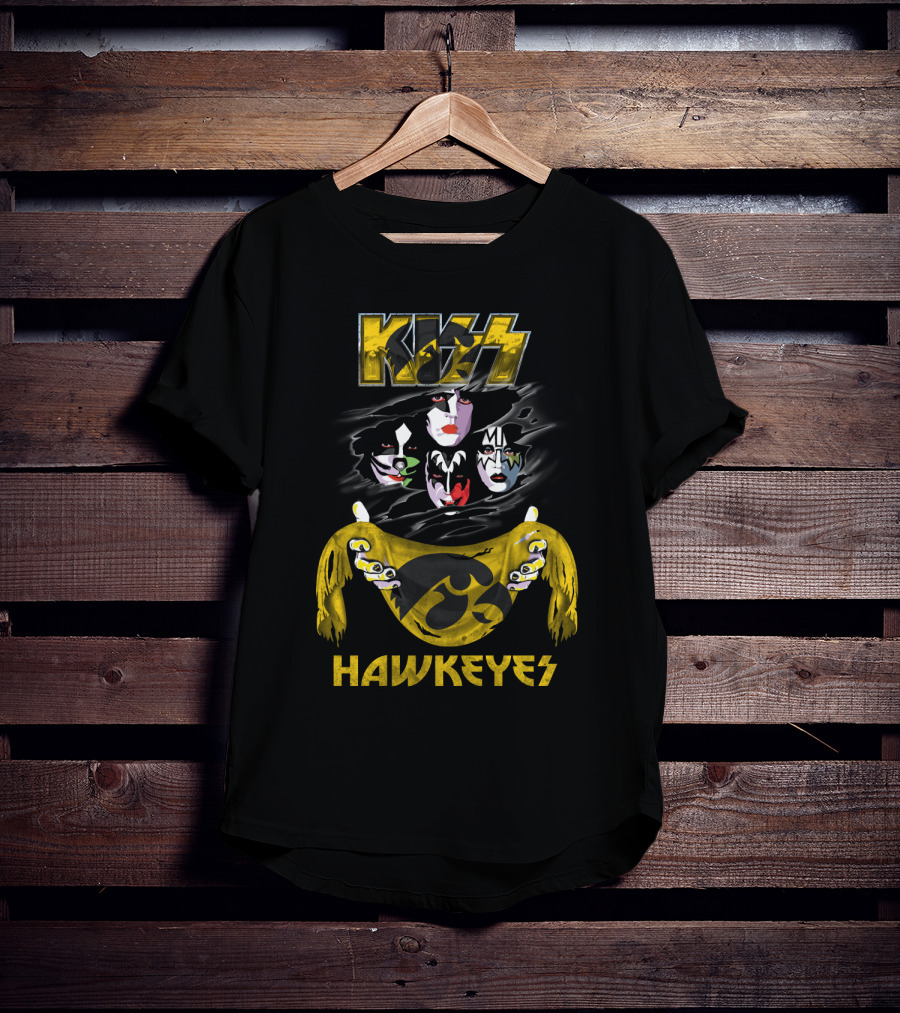 Kiss Iowa Hawkeyes Collaboration With Classic Band Makeup T-Shirt