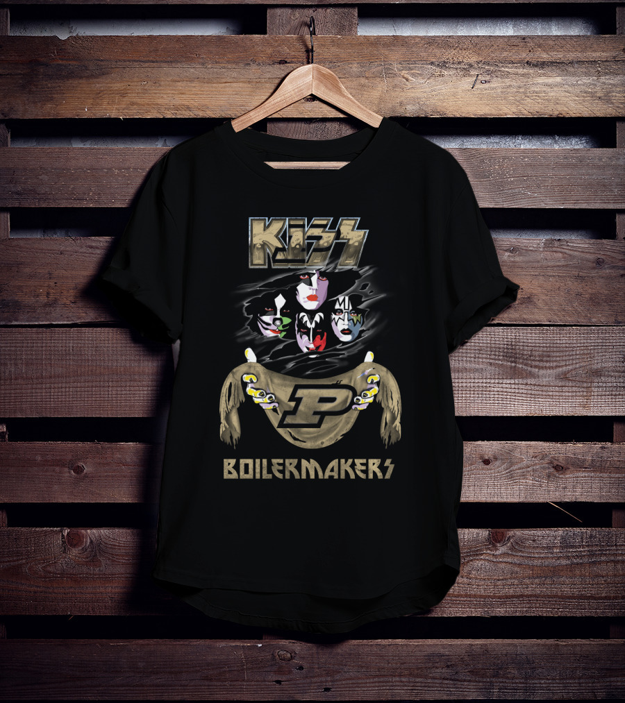 KISS Purdue Boilermakers P Logo Band Faces T-Shirt