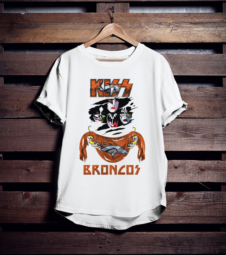 KISS Denver Broncos NFL Rock Band Crossover T-Shirt