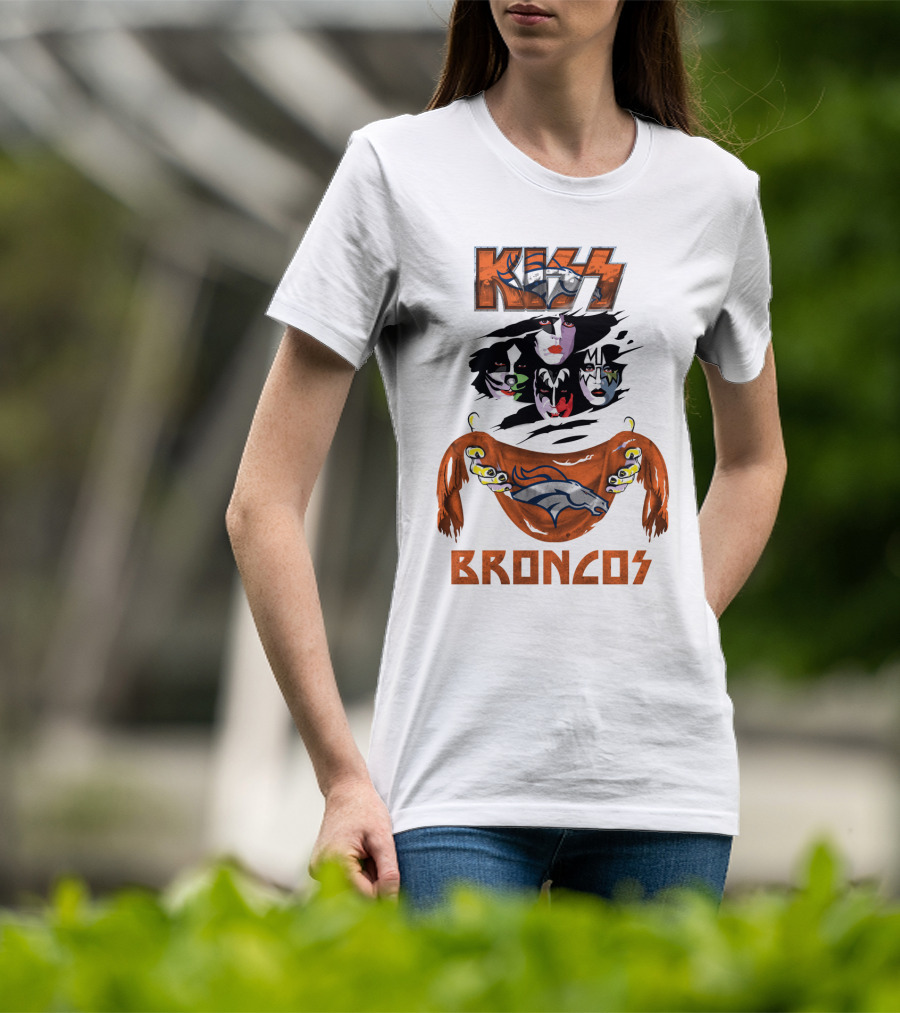 KISS Denver Broncos NFL Rock Band Crossover T-Shirt