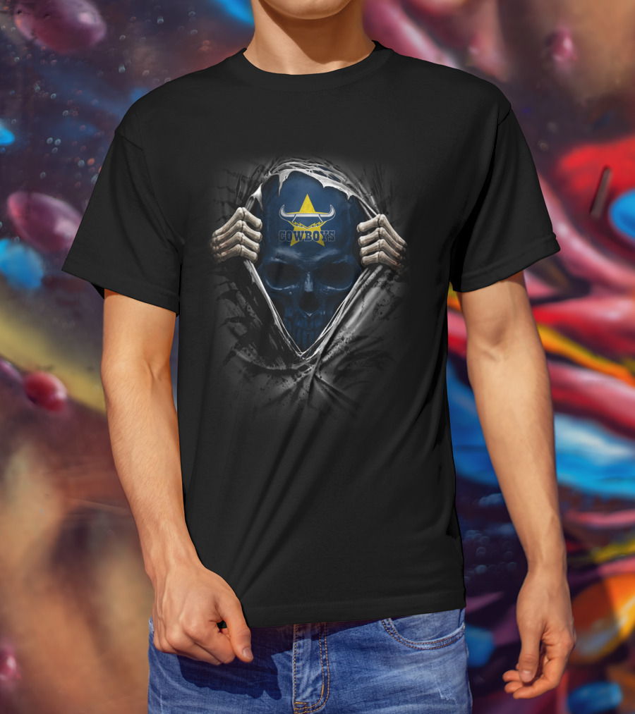 XA NRL North Queensland Cowboys Skull T-Shirt