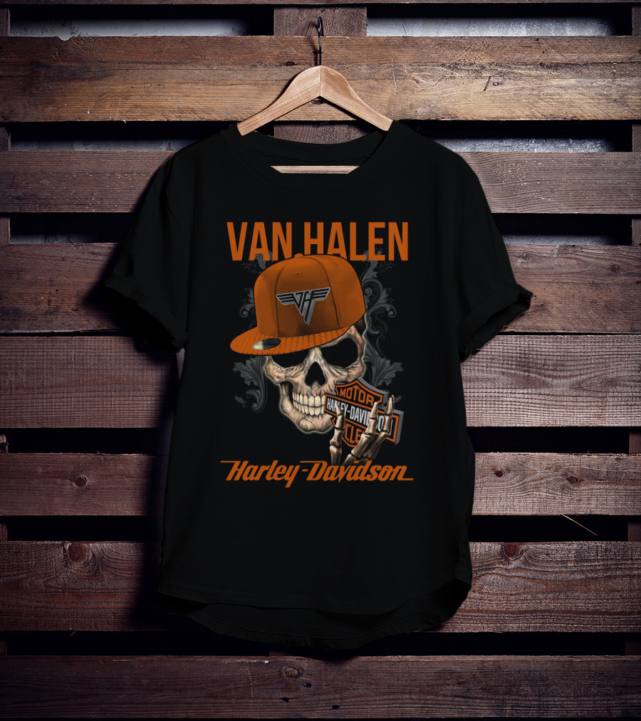 Van Halen Harley Davidson Skull Hat T-Shirt