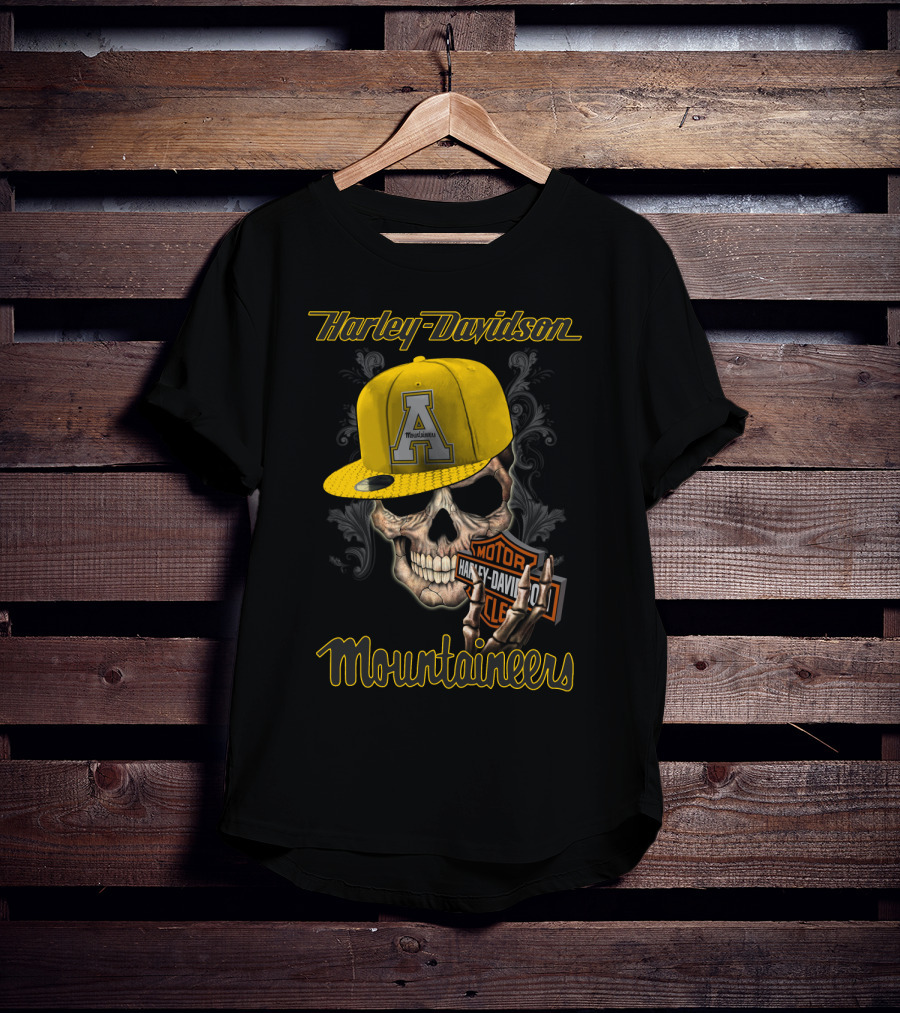 Harley Davidson Appalachian State Mountaineers Skull With Cap T-Shirt