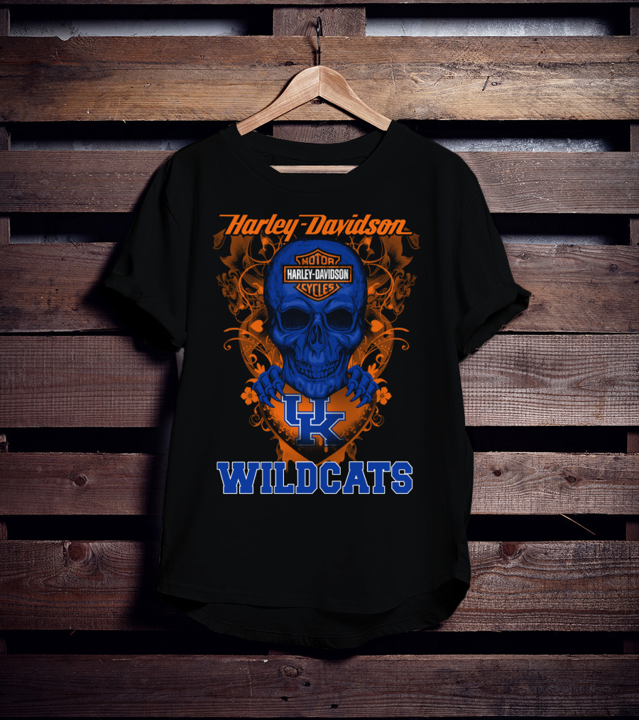 Harley Davidson Kentucky Wildcats Skull Motorcycle Cycles T-Shirt
