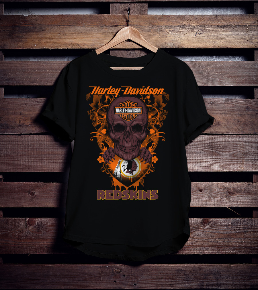 Harley Davidson Redskins Skull T-Shirt