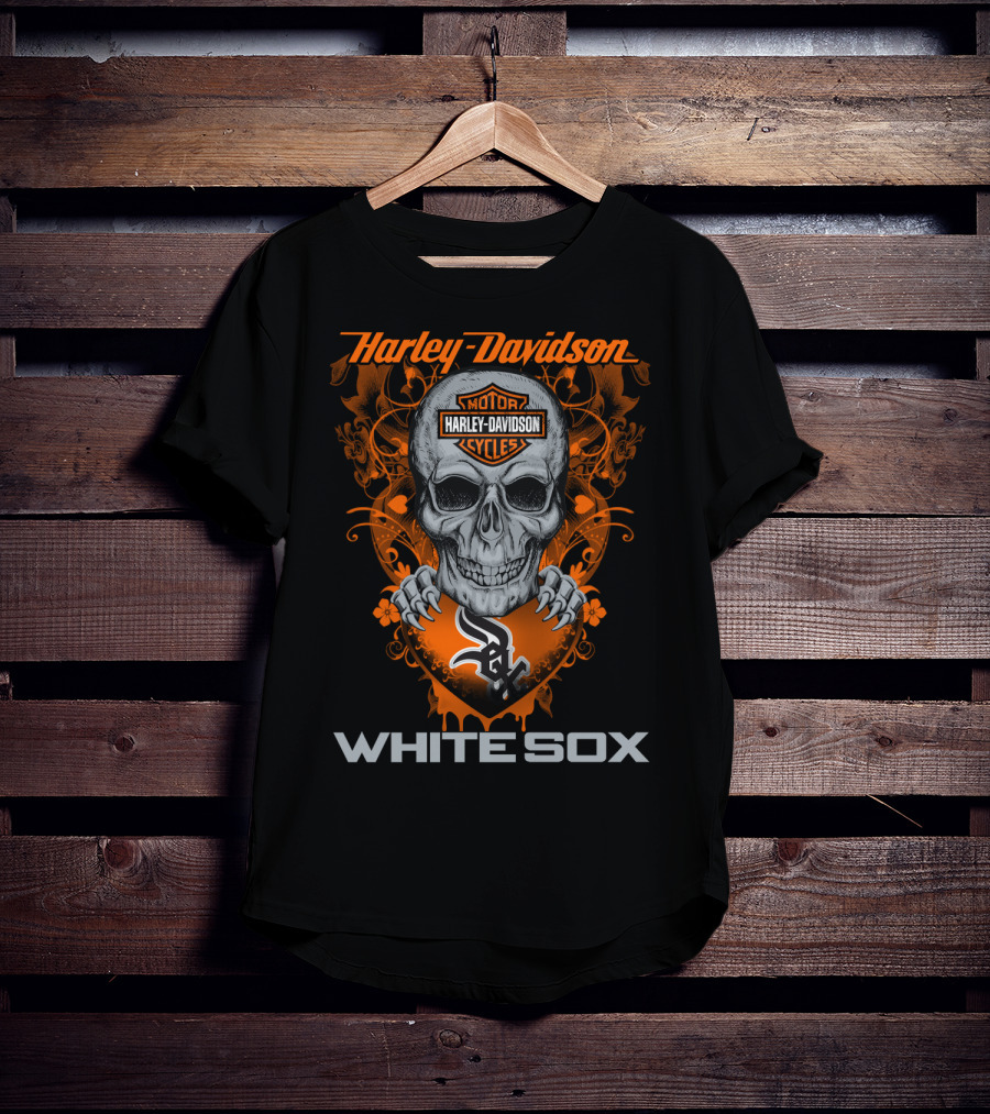 Harley Davidson Motorcycles White Sox Skull T-Shirt
