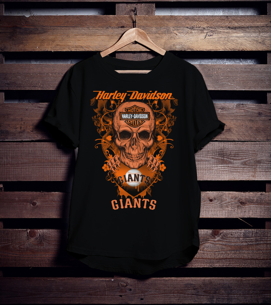 Harley Davidson Motor Cycles Giants Baseball San Francisco T-Shirt