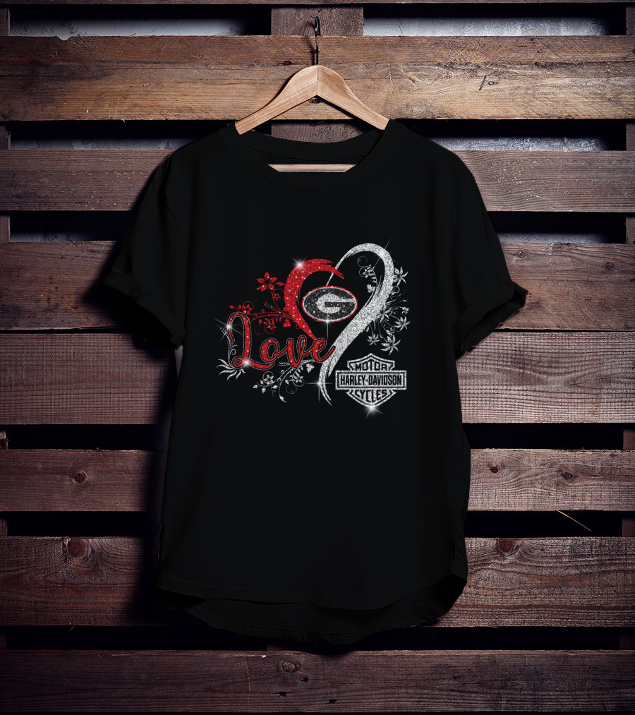 Love Georgia Bulldogs Harley Davidson Infinity Heart T-Shirt