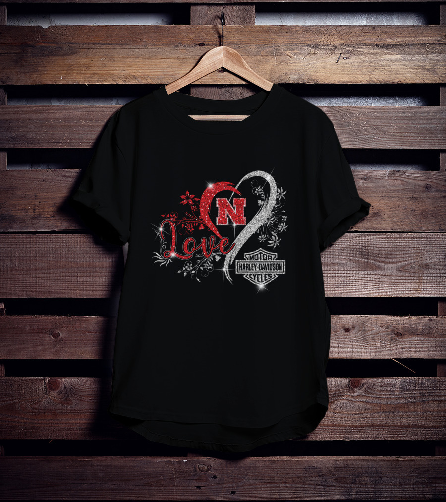 Love Nebraska Cornhuskers Harley Davidson Cycles T-Shirt