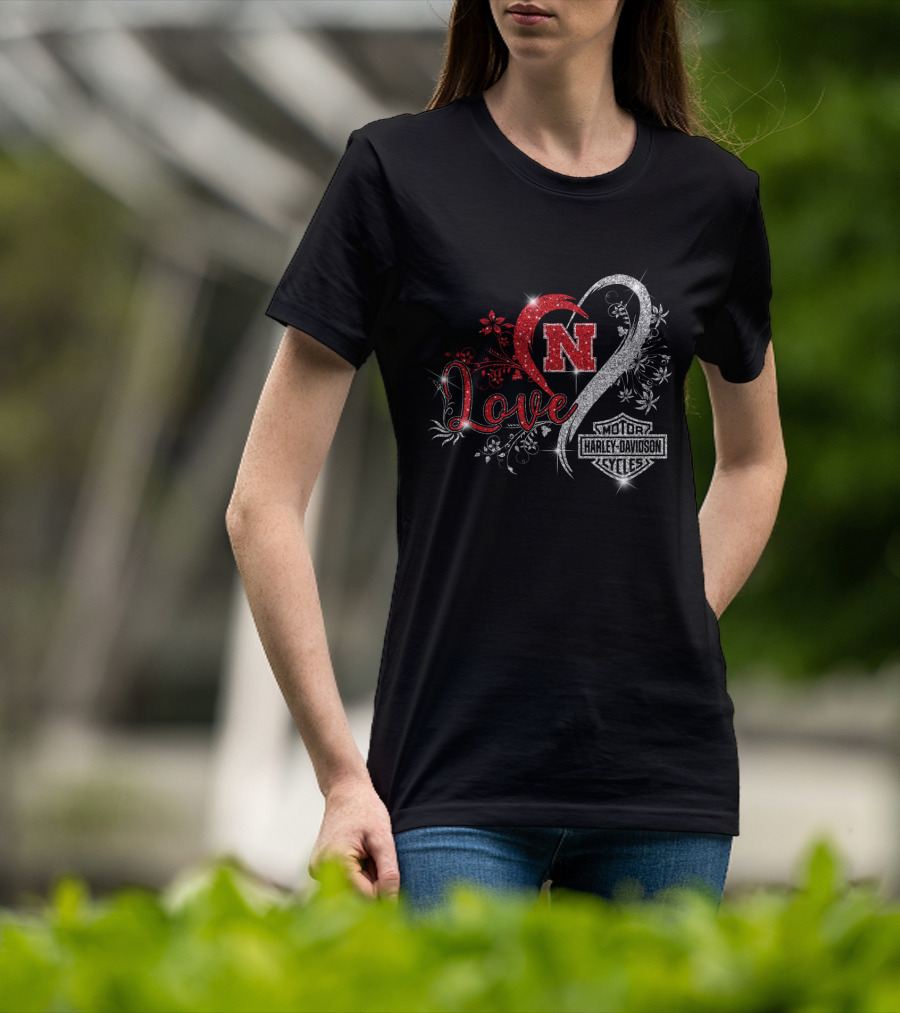 Love Nebraska Cornhuskers Harley Davidson Cycles T-Shirt
