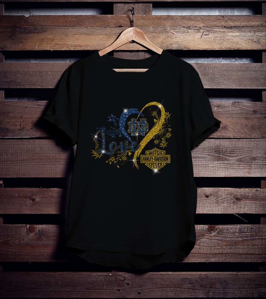 Love Notre Dame Fighting Irish Harley Davidson Motorcycles T-Shirt