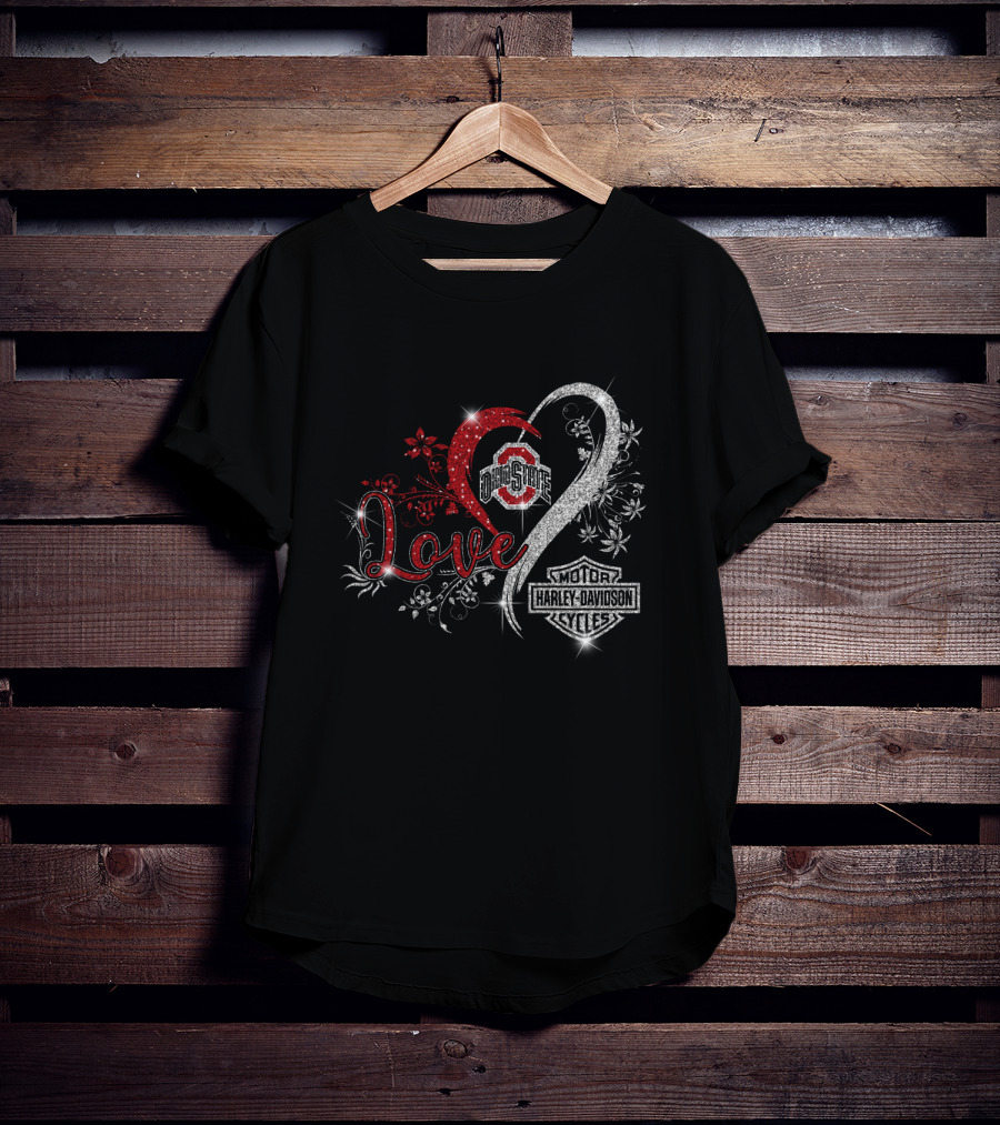 Love Ohio State Buckeyes Harley Davidson Motorcycles T-Shirt